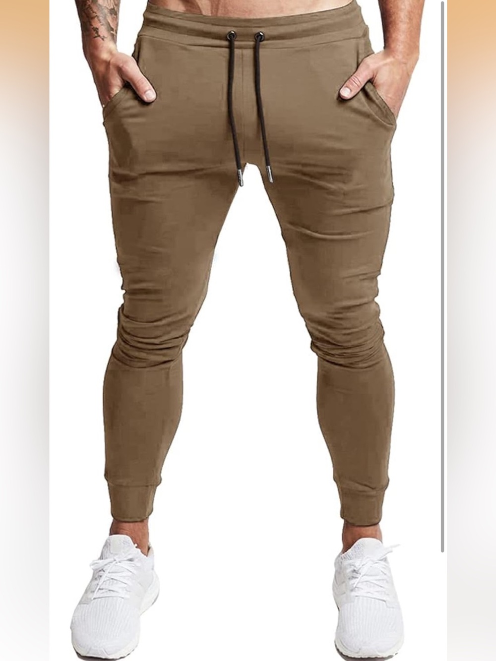 BUXKR Joggers Sweatpants Pants Drawstring Mens Small Khaki